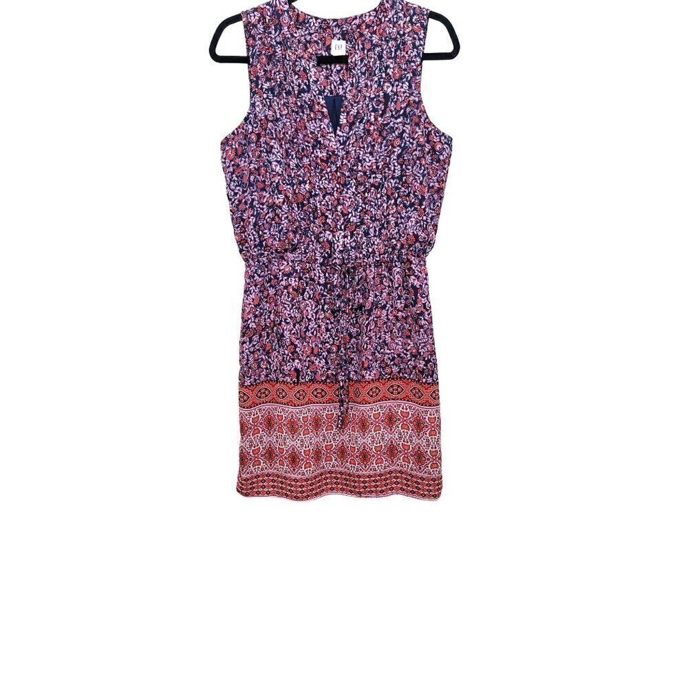 GAP Navy, Pink & Coral Floral Sleeveless Mini Dress